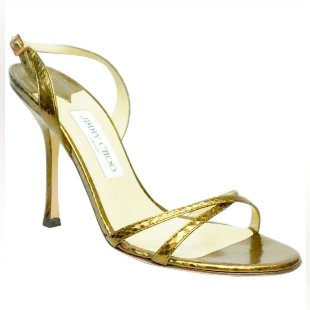 NWB - VINTAGE Jimmy Choo Watersnake Copper Strappy Heel